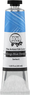 Tusc & Pine Artist Oil Paint - Kings Blue Deep, 40 ml, Non-Yellowing, Rich & Creamy Consistency, Maximum Pigment Load, Small Batch Milled Oil Paints Made in the USA for Professional Artists