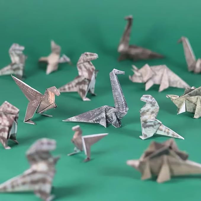 DIY Paper Cats Origami Kit - 50/30 Sheets DIY Paper Origami to Fold Your Own Cute Cat/Dog/Dino Figures - Perfect Desk Origami Cats Decoration & Creative Gift for Kids, Adults & Cat Lovers (Dino)