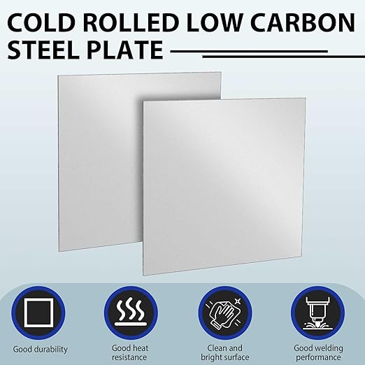 2 Pcs 16 Gauge 6 x 6 Inch Metal Steel Sheet Steel Plate Mild Carbon Cold Rolled Square Weldable Metal Panels for Outside Industrial DIY Use Projects Weld Accessories