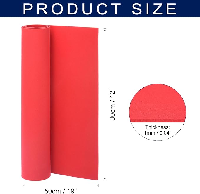 MECCANIXITY Foam Sheets Crafts 19x12 Inch 1mm EVA Craft Foam Paper Foam Sheets for Crafts Projects DIY Cosplay Modeling, Dark Red