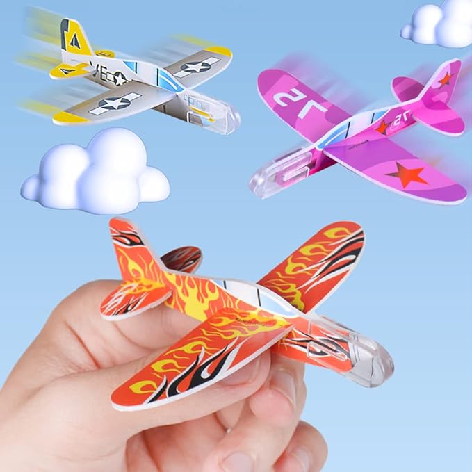 Manmel 50 Pcs Foam Gliders Planes Toys for Kids, Paper Airplane, Party Favors Goodie Bag Stuffers, Outdoor Flying Toys, Bulk for Classroom Prizes Boys and Girls
