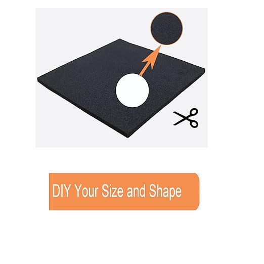 4 Pcs Foam Padding Sheet with Adhesive, Neoprene Rubber Adhesive Pads Closed Cell Foam Sheet for Insulation Soundproofing Anti-Slip Black (6" x 6" x 1/2", 4 Pcs)