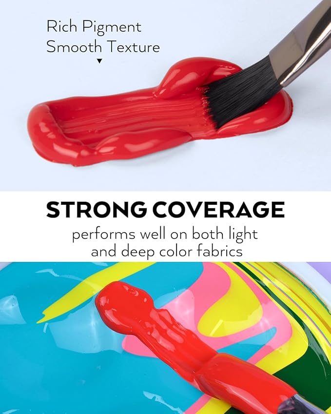 Nicpro 18 Colors Permanent Fabric Paint (8.45 oz, 250 ml) Soft Fabric Paint for Clothes, Non-Toxic Textile Paint for Fabric DIY Crafts, T-shirts, Shoes Jeans Bags Canvas for Adult with Color Wheel