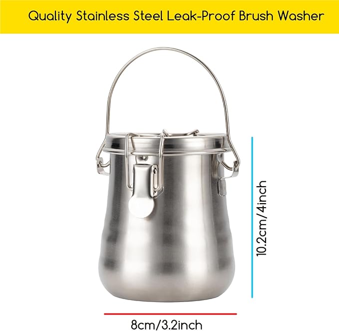 MEEDEN Portable Paint Brush Washer: Airtight Stainless Steel Artist Brush Cleaner for Oil & Acrylic Painting - Medium