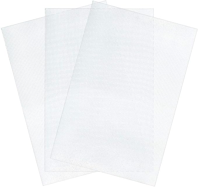Pllieay 3 Pieces Big Size Mesh Plastic Canvas Sheets for Embroidery, Acrylic Yarn Crafting, Knit and Crochet Projects, 6 Count(19.6 X 13 inch)