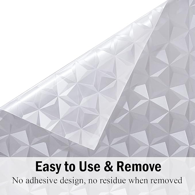 Niviy 3D No Glue Static Cling Window Films Privacy Cut Glass Window Sticker for Bathroom Office Kitchen Window Decor 11.8"x 78.7", Frosted