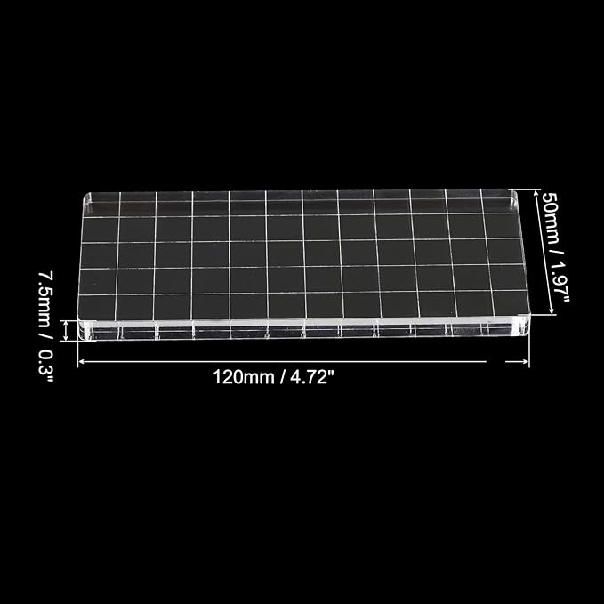 PATIKIL 5" x 2" Acrylic Stamp Block, Clear Stamping Block with Grid Lines Decorative Mounting Blocks Square for Scrapbooking DIY Crafts Card Making
