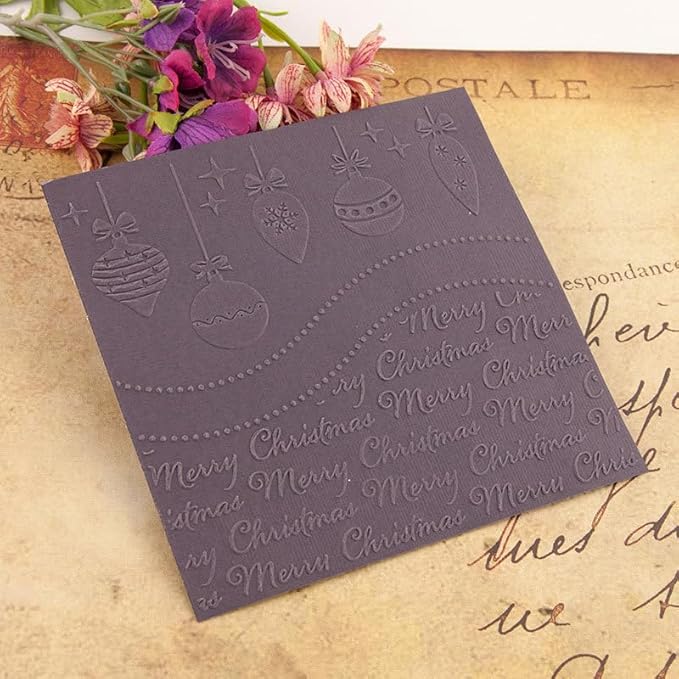 Merry Christmas Pendants Texture Embossing Templates 5.9x5.9inch Plastic Embossing Folders for Card Making DIY Scrapbooking Photo Album Card and Handmade Paper Craft Decor