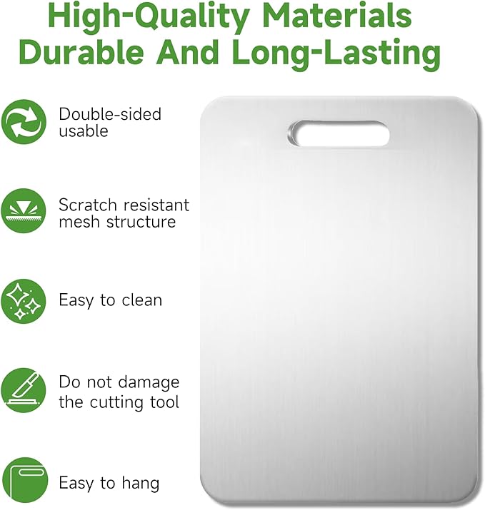 Titanium Cutting Board - 2025 New Upgrade 100% Pure Titanium Cutting Boards for Kitchen Double Sided Non Toxic Cutting Board,Hygiene Durable Dishwasher Safe Chopping Board (M:13.38IN*9.05IN)