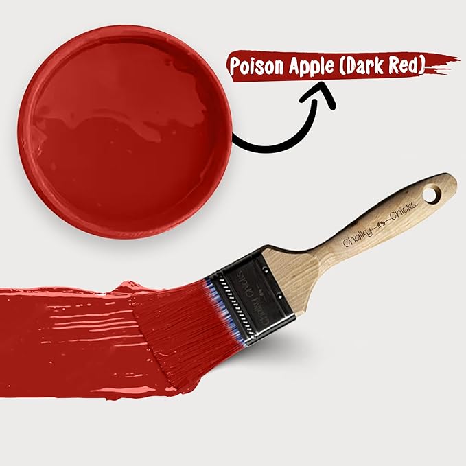Chalky Chicks All-in-One Chalk Paint for Furniture or Cabinet - 8 Fl Oz - Matte Finish Poison Apple (Dark Red) for Metal, Wood Furniture Paint - No Sanding All-in-One for Home Decor & Crafts, USA Made