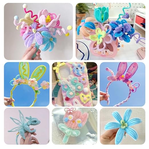 300 Pieces Pipe Cleaners Chenille Stem, 3 Pastel Candy Color Pipe Cleaners Set for Pipe Cleaners DIY Arts Crafts Decorations, Chenille Stems Pipe Cleaners (Blue)