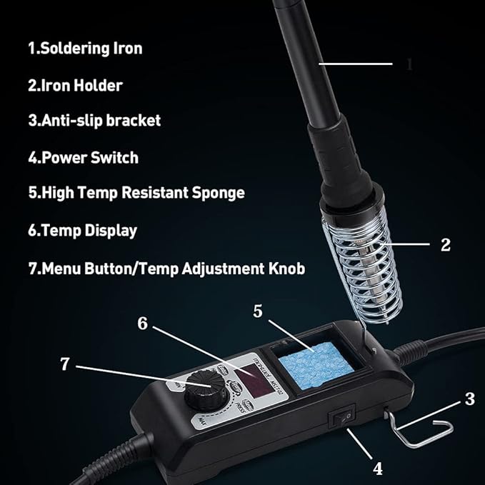 Digital Display Soldering Iron Station Kit - 60W 110V Soldering Station with 5 Soldering Iron Tips