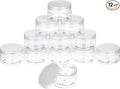 SATINIOR 12 Pack 4 oz Plastic Container Jars with Lids Round Clear Travel Cosmetic Container Jars for Toiletries, Lotion, Cream, Ointments, Makeup, Rhinestone, Samples, Kitchen Storage, White