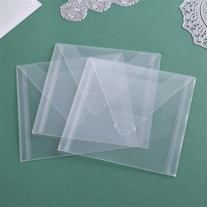 20 Pieces Clear Die & Stamp Plastic Storage Bag, Resealable Large Envelope Pocket for DIY Scrapbooking Paper Card Craft Making and Cutting Dies Stencil (4.75"x4.75")