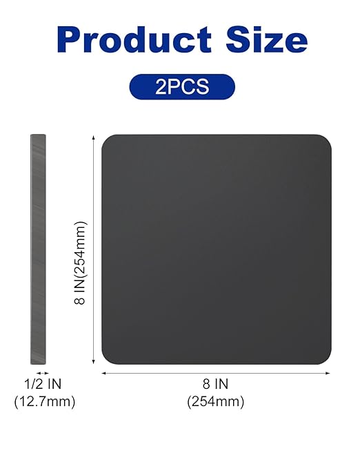 Rocaris 2 Pcs 8 x 8 x 1/2 Inch A36 Steel Plate Hot Rolled, Weldable Steel Sheet Metal for Auto Body Repair, DIY Projects, Industrial Support