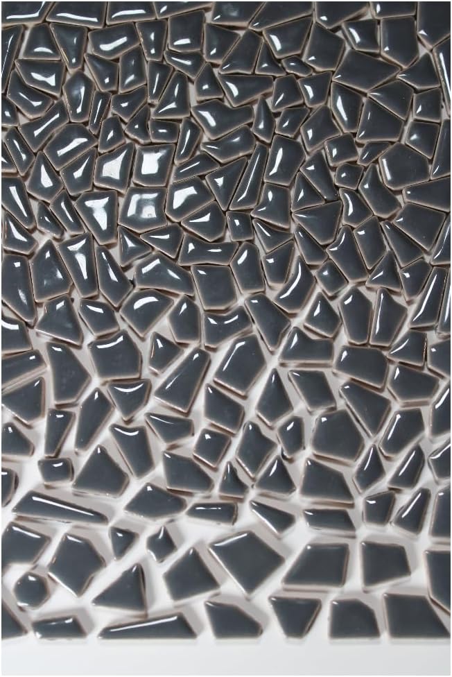 Ceramic Mosaic Tiles for Crafts & Art Projects 200 Grams Vibrant Colors Pieces Fit Together Like a Puzzle Endless Creative Ideas for Mosaic Art DIY Hobbies Small Sizes (Black White Gray)