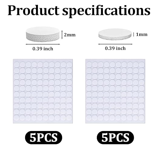 1000Pcs Double Sided Sticky Dots,Glue Dots Double Sided Removable,0.39 * 0.03in /0.39 * 0.08in Suitable for Crafts,Card Making,Marking Candles,Scrapbooking,Posters and DIY Projects