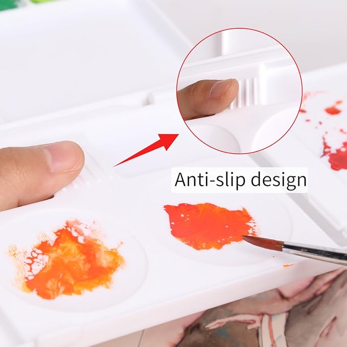 Transon Aritst Paint Palette Box 26 Wells for Watercolor, Gouache, Acrylic and Oil Paint with 1 Paint Brush