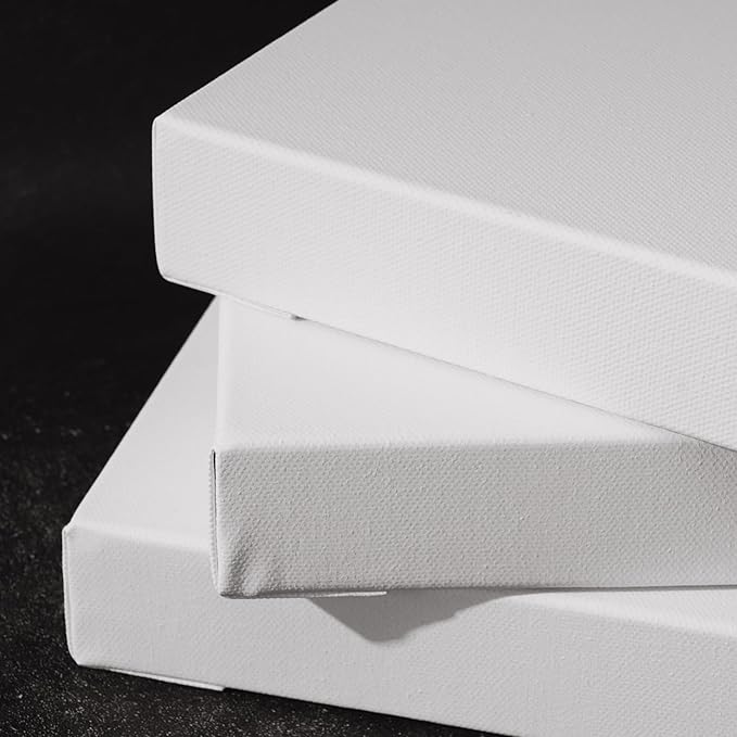PHOENIX 6x6 Inch 4 Pack Gallery Canvas - Small Square 1.5 in Thick Canvases for Painting - Deep Edge 100% Cotton 11 Oz. Gesso Primed White Blank Professional Canvas Oil & Acrylic Paints