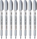 MYARTOOL Metallic Marker Pens, Silver Metallic Permanent Markers for Artist Illustration, Crafts, Gift Card Making, Scrapbooking, Fabric, DIY Photo Album, Value Set of 8