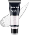 Artecho White Acrylic Paint, Pearl White (120ml / 4.05oz) Tubes, Art Craft Paints for Canvas, Rock, Stone, Wood, Fabric, Art Supplies