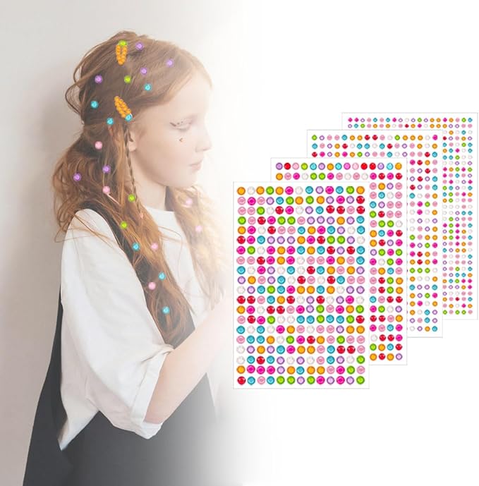 4 Sheets Self Adhesive Pearl Stickers, Self 4 Sizes Bling Rhinestone Sticker, Rhinestone Stickers,Flat Back Pearls Sticker for DIY Crafts Craft Card Decorations Nail Art Beauty Makeup (Colorful)