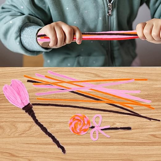 60 PCS Orange Pipe Cleaners, Pipe Cleaners Chenille Stem,Pipe Cleaners Bulk,Art Pipe Cleaners for Creative Home Decoration Supplies and Crafts Project