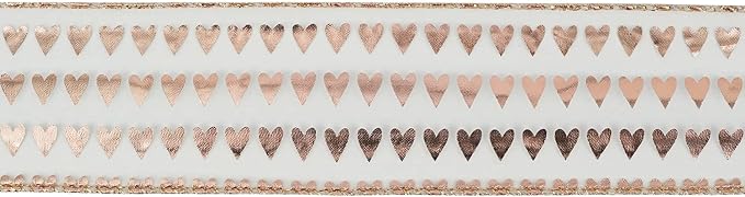 MEEDEE Heart Wired Ribbon - 2.5 Inch Rose Gold & Pink Sheer Organza Ribbon, 25 Yards Roll, Perfect for Valentine Bows & Decor