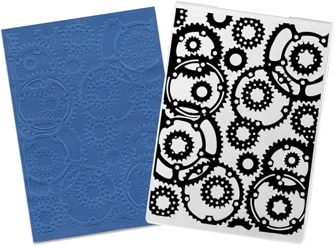 3-D Textured Impressions Gear Embossing Folder, Background Plastic Embossing Folder Template for Card Making Scrapbooking Paper Craft Album Stamps DIY Décor
