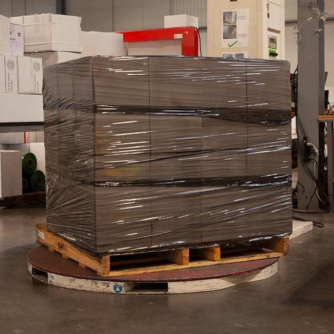 PSBM Black Stretch Wrap, 15 Inch x 1476 Feet, 4 Pack, Tinted Pre-Stretched Shrink Wrap Film for Moving, Packaging, Pallet Wrapping