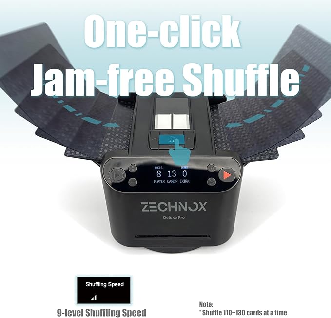 2025 New Smart 2-in-1 Automatic Card Shuffler and Dealer,Programmable Card Dealer,Card Shuffler 2 Deck,360° Rotation,Ultra Quiet,Rechargeable,Support 12 Players (Black Pro+8 remotes)