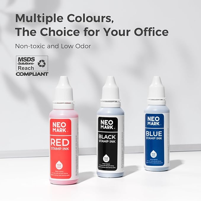 Premium Stamp Ink, Quick-Drying and AP-Certified Non-Toxic Refill Ink for Self-Inking Stamps, Date Stamps and Stamp Pads(Blue, 1oz)