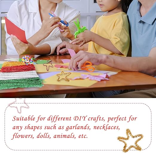 200 Pieces Pipe Cleaners, Christmas Glitter Pipe Cleaners, Pipe Cleaners Chenille Stem with 100 Pom Poms, Craft Pipe Cleaners for Creative Christmas Decoration Supplies Arts and Crafts Project