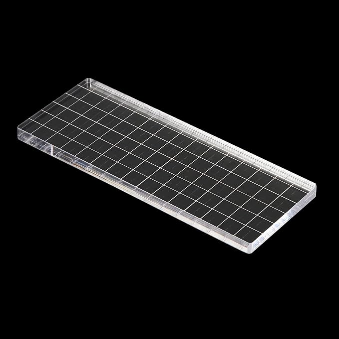 PATIKIL 6" x 3" Acrylic Stamp Block, Clear Stamping Block with Grid Lines Decorative Mounting Blocks Square for Scrapbooking DIY Crafts Card Making