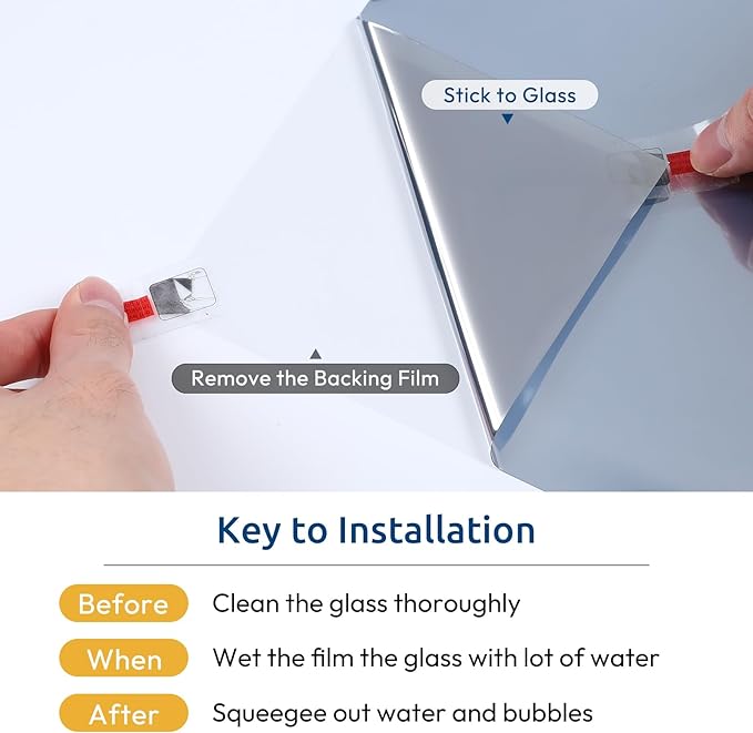 rabbitgoo Window Privacy Film One Way Window Tint for Home, Removable Reflective Heat Sun Blocking Anti UV Glass Door Covering, Mirror Tinting Film House Office, 29.5 in X 16.4 Feet, Silver