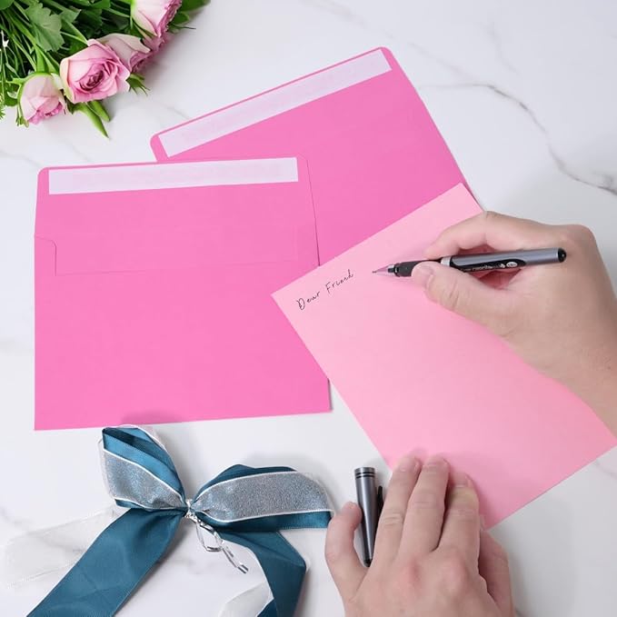Keketer A7 Color 5x7 Printable Envelopes 50 Pack Self - Seal, for 5x7 Cards, Weddings, Invitations, Baby Shower 5.25 x 7.25 Inches
