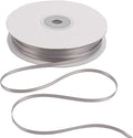 HUIHUANG Thin Silver Satin Ribbon 1/8 inch x 100 Yards Roll Small Thin Crafts Ribbon Double-Faced for Hanging, Sewing, Christmas, Wedding, Gift Wrapping, DIY Bows