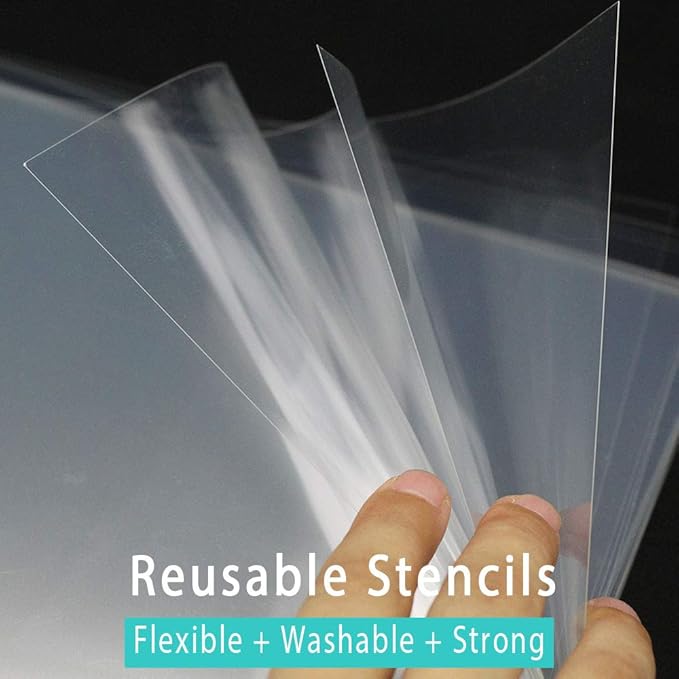EGOSKY 15 Pack 6 Mil Mylar Sheets, 12 x 12inch Clear Blank PET Blank Stencil Material, Make Your Own Stencil Compatible Vinyl Cutting Maching