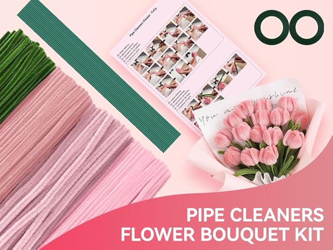 400PCS Pink Pipe Cleaners Bulk – 4 Colors Chenille Stems for Crafts, DIY Art Supplies, Fuzzy Sticks for Crafting Flowers, Wedding & Valentine's Day Decorations, Kids School Craft Kit