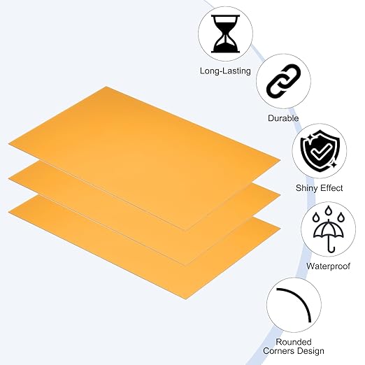 PATIKIL 8x12 Inch Anodized Aluminum Sheet Metal, 3Pcs Laser Plates Engraving Blanks 0.5MM Thin Rectangle for Crafting DIY House Laser Engraving, Yellow