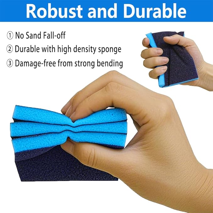 16 Pack 150 Grits Sanding Sponge Medium Sanding Block, Washable and Reusable Wet Dry Sandpaper Block Sandpaper Sponge for Wood Metal FurniturePaint and Drywall