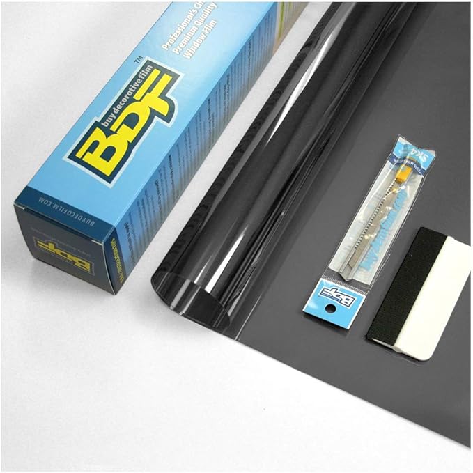 BDF EXNA20 Exterior Window Film Daytime Privacy and Sun Control Natural 20, Black (Dark) - 36in X 7ft