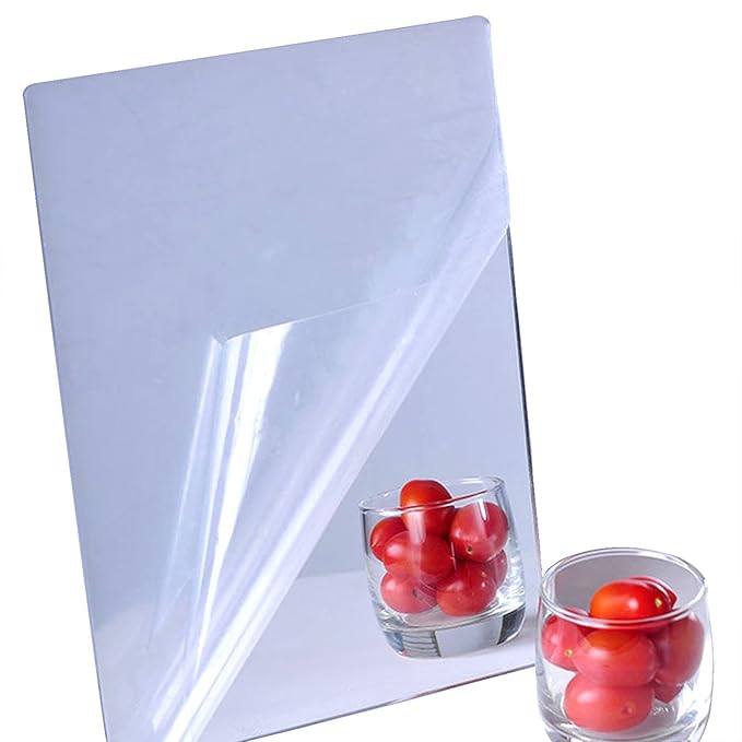 Acrylic Self Adhesive Mirror Sheet for Wall, Plastic Non Glass Sticky Kid Safety Mirror Tiles for Wall Rectangle 10x12 inch 4Pcs