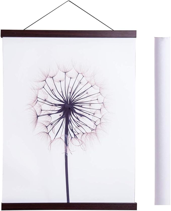 Artmag Magnetic Poster Hanger Frame, 28x22 28x40 28x29 Light Wood Wooden Magnet Canvas Artwork Print Poster Hangers Frames Hanging Kit (Walnut, 28")