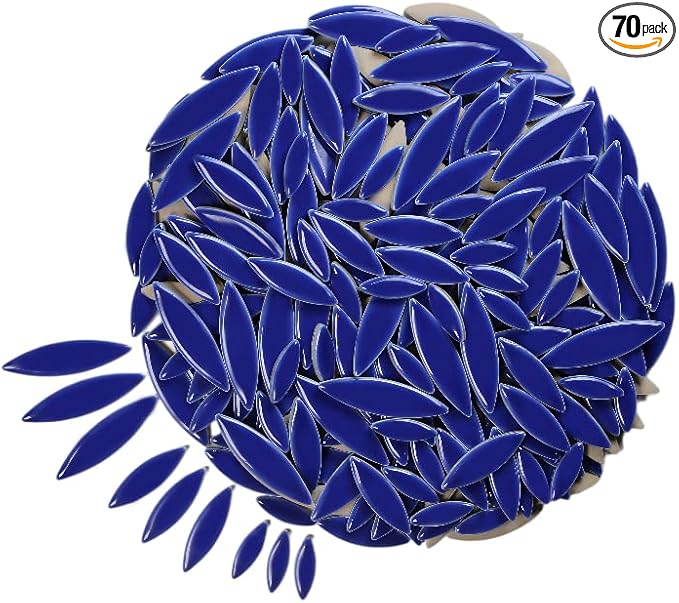 VerzTile Mosaic Tiles for Crafts - Petal Shaped Ceramic Tile Craft Hobbies & Art Projects 39 Color Options Endless Creativity DIY Design (Dark Blue)