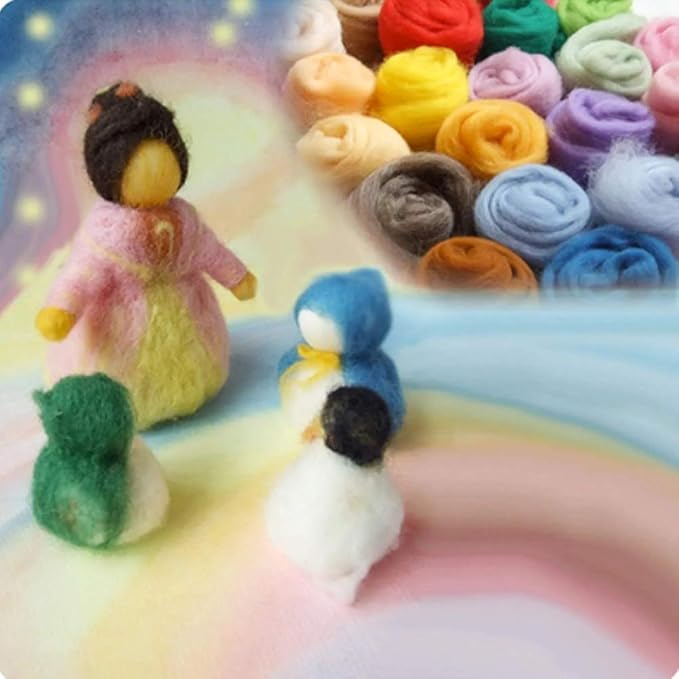 3.53oz Wool Roving Yarn, Wool Felting Supplies, Pure Wools, Chunky Yarn, Spinning Wool Roving for Needle Felting Wet Felting DIY Hand Spinning (Dark Green)