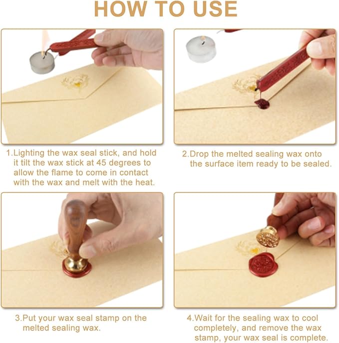 Yoption 5 Pcs Sealing Wax Sticks with Wicks for Wax Seal Stamp, Wedding Invitations, Gift Wrapping, Christmas (Gold, Metallic Red, Antique Gold, Champagne Gold, Silver)