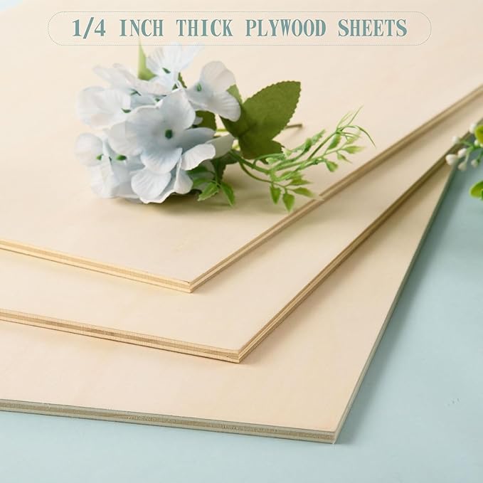 12 Pack 12 x 16 x 1/4 Inch-6mm Thick Basswood Sheets for Crafts Unfinished Plywood Boards Square Crafts Wood Sheets for DIY Laser Project, Wood Burning, Engraving, Staining, Architectural Model