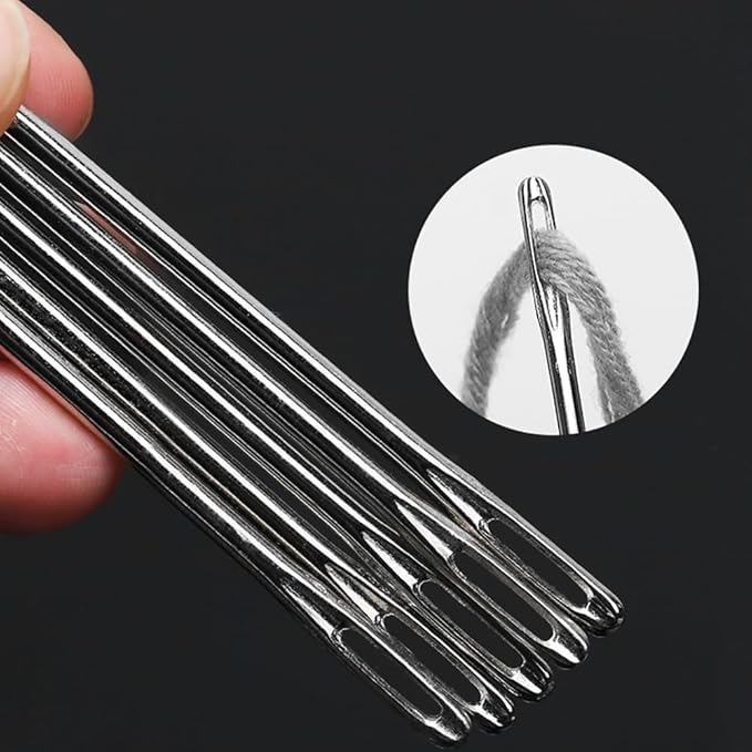 4" Professional Upholstery Needle 10cm length 3mm thickness, Big Eye Hand Sewing Needles for Stitching and Crafting Projects