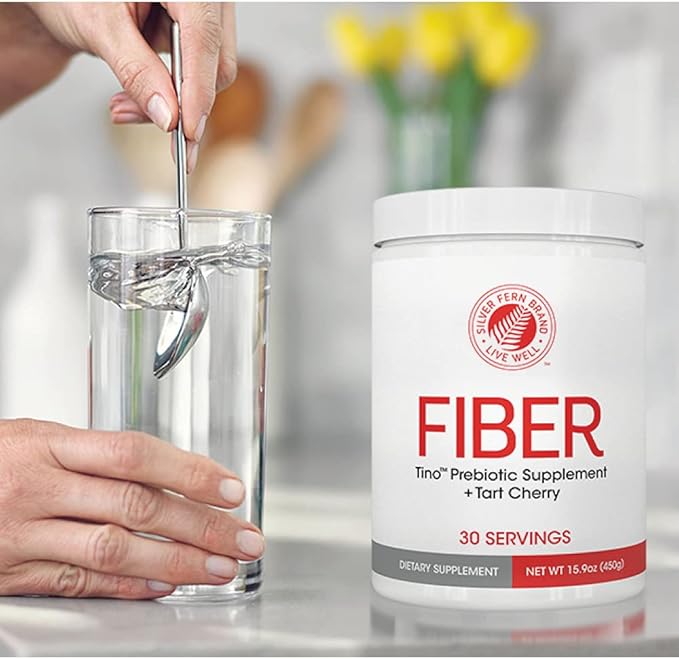 Tino Natural Gluten Free Prebiotic Fiber Supplement - with Tart Cherry Extract & Polycan Black Yeast Extract - Non-GMO, Water Soluble Fiber Powder Mix (1 Canister - 15.9 Oz)